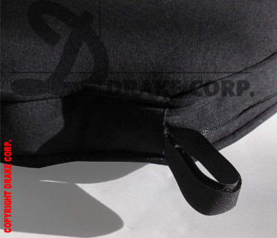 Black Chiavari cushion, custom shape, detail