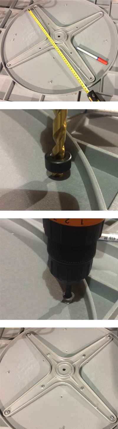 Table top anchorage: metallic inserts for M6 screws